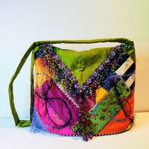 OOAK Handmade Patchwork Long Strap Purse